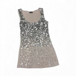 Scarlet Blvd Silver Ombre Sequin Tan Tank Top size Medium